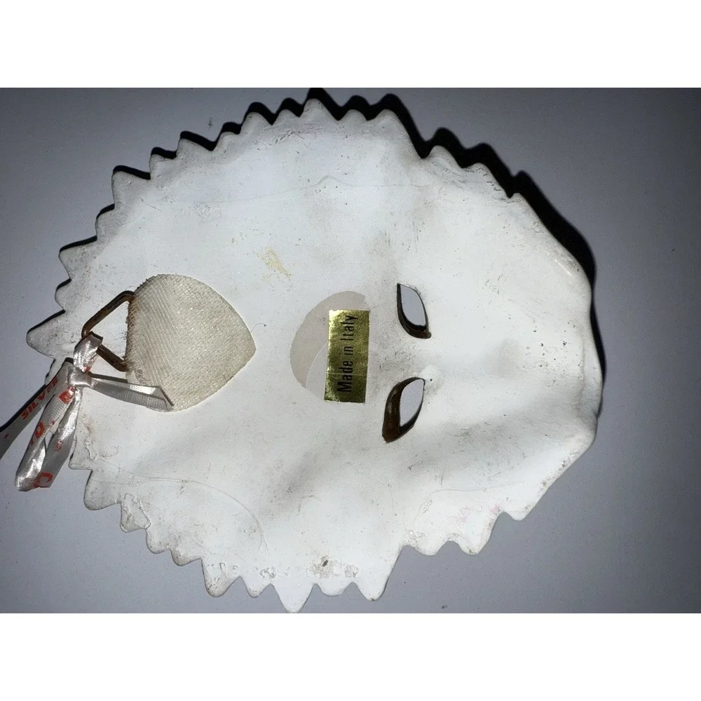 Vintage 90s Handmade Ceramic Starburst Gold/Silver Floral Wall Mask Italy‎